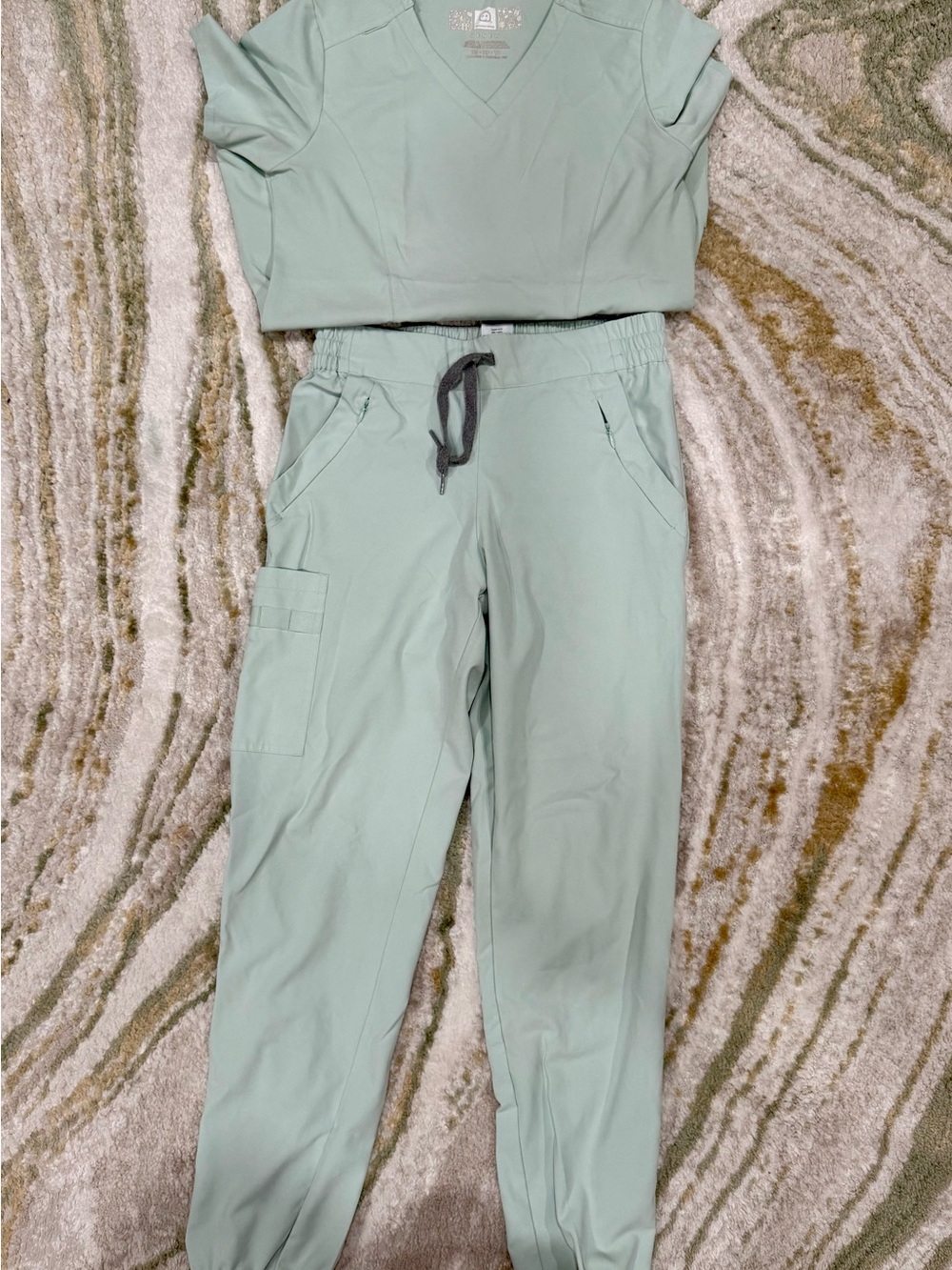 Scubology Mint Jogger Scrub Pants with Drawstring Waist with Scrub top XS